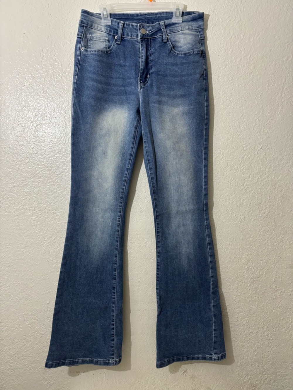 SHEIN Blue Flare Jeans with Faded Detailing